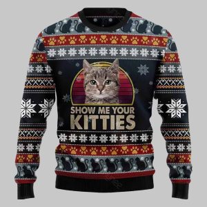 Cat Show Me Your Kitties 2025 Ugly Christmas Sweater