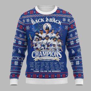 Dodgers Back to Back World Series Champions 2025 Ugly Christmas Sweater 1