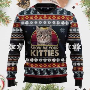 Cat Show Me Your Kitties 2025 Ugly Christmas Sweater
