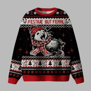Festive But Feral Ugly Christmas Sweater