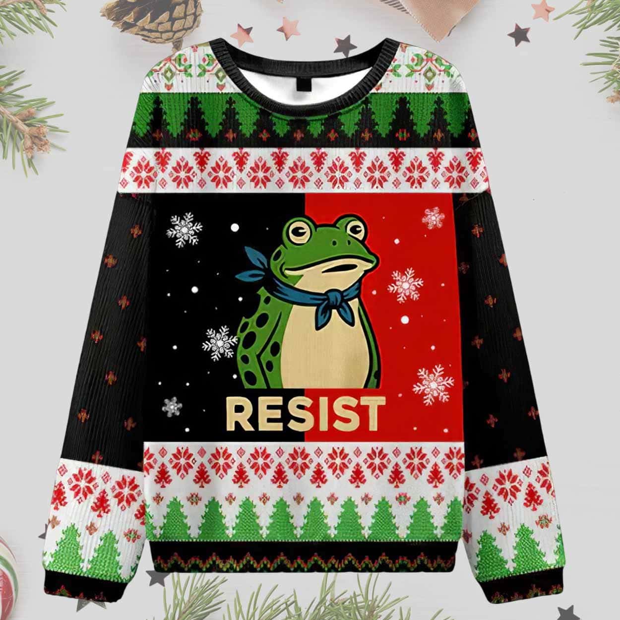 Resist Frog Ugly Christmas Sweater Resist Frog Ugly Christmas Sweater