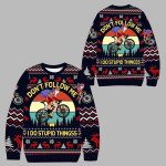 Santa Cycling Don't Follow Me I Do Stupid Thingss Ugly Christmas Sweater