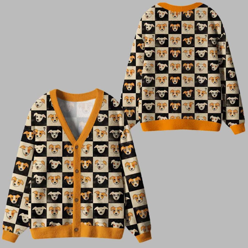 The Colorful Expressions of Dogs Ugly Cardigan Sweater 1