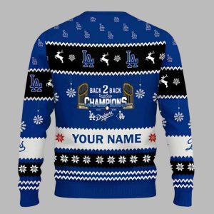 Dodgers Back To Back World Series 2025 Champions Ugly Christmas Sweater 2 Dodgers Back To Back World Series 2025 Champions Ugly Christmas Sweater 3