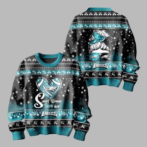 Smart Woman Loves Her Eagles Ugly Christmas Sweater
