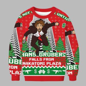 Hans Gruber Fall Nakatomi Plaza Die Hard Ugly Christmas Sweater