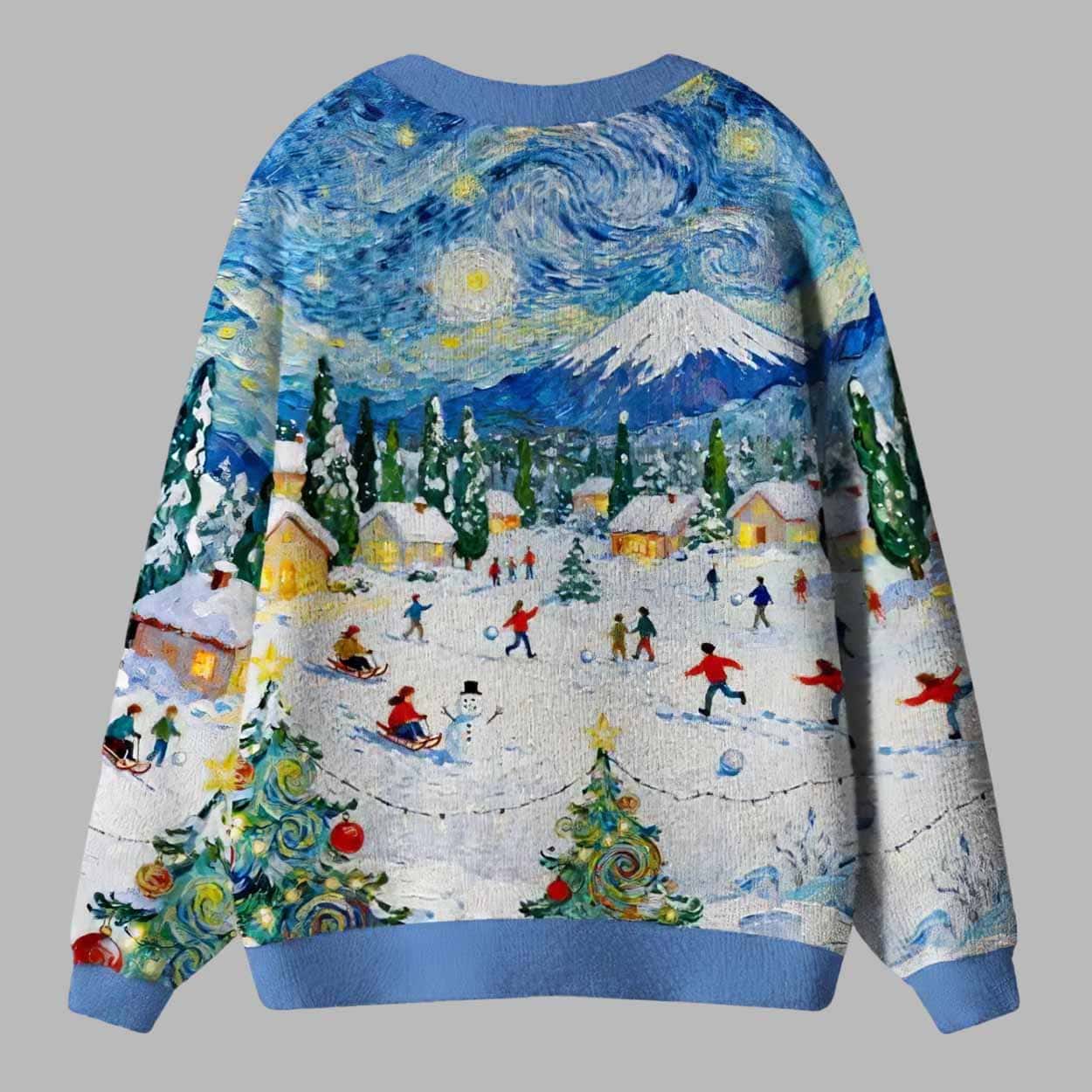 Village Under The Starry Night Ugly Cardigan Sweater Village Under The Starry Night Ugly Cardigan Sweater