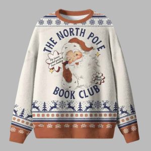 Santa The North Pole Book Club Ugly Christmas Sweater