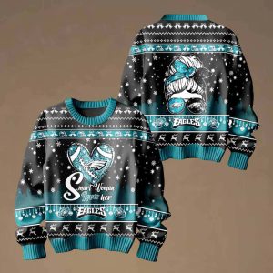 Smart Woman Loves Her Eagles Ugly Christmas Sweater