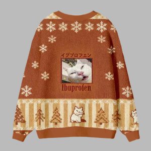 Ibuprofen Meme Cat Ugly Cardigan Sweater