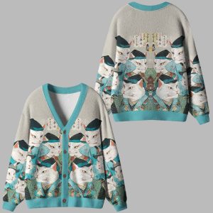 Edo Cat Chronicles Ugly Cardigan Sweater