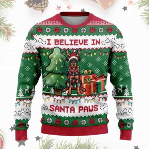 Rottweiler Santa I Believe In Santa Paws Ugly Christmas Sweater 1 Rottweiler Santa I Believe In Santa Paws Ugly Christmas Sweater 2