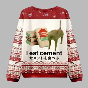 I Eat Cement Weird Cat Meme Ugly Christmas Sweater 3