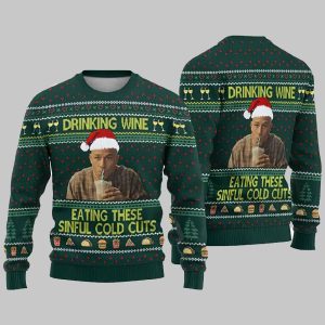 Drinking Wine Eating These Sinful Cold Cuts 2025 Ugly Christmas Sweater