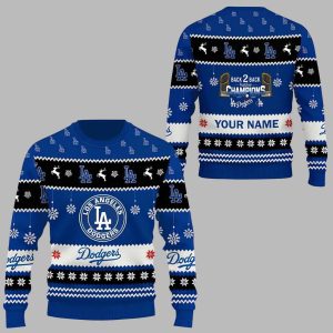 Dodgers Back To Back World Series 2025 Champions Ugly Christmas Sweater 1