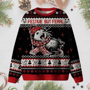 Festive But Feral Ugly Christmas Sweater