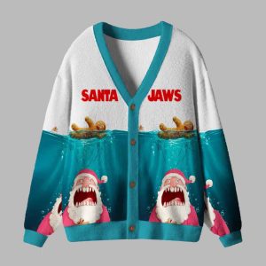 Santa's Holiday Chaos Gingerbread Trouble Ugly Cardigan Sweater 2