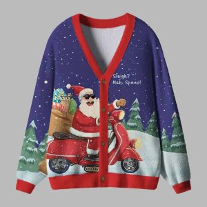 Santa's High Speed Holiday Ugly Cardigan Sweater 2