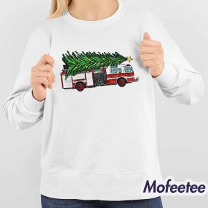 Christmas Tree On Fire Truck Shirt