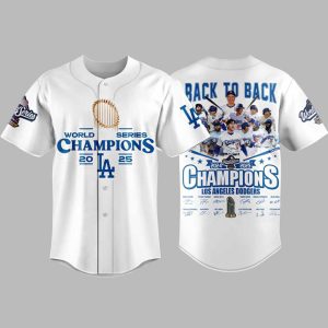 Dodgers Back To Back World Series Champions 2025 Baseball Jersey