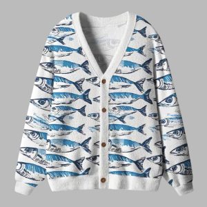 Oceanic Fish Ugly Cardigan Sweater 1 Oceanic Fish Ugly Cardigan Sweater