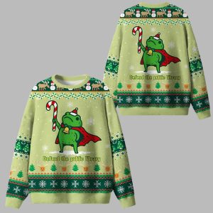 Defend The Public Library Frog Ugly Christmas Sweater
