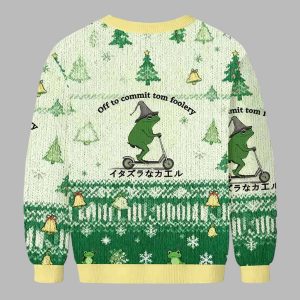 Off To Commit Tomfoolery Frog Ugly Christmas Sweater