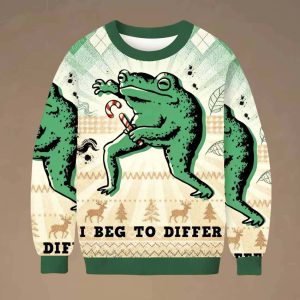 I Beg To Differ Funny Frog 2025 Ugly Christmas Sweater 1 I Beg To Differ Funny Frog 2025 Ugly Christmas Sweater