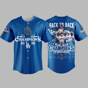 Dodgers Back To Back World Series Champions 2025 Baseball Jersey