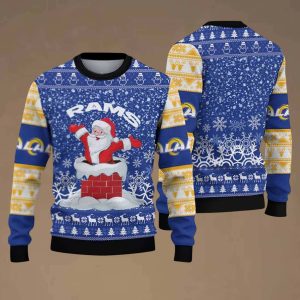 LA Rams Funny Santa 2025 Ugly Christmas Sweater