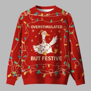 Overstimulated But Festive Ugly Christmas Sweater