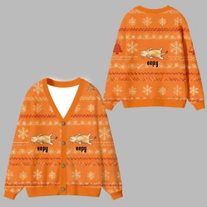 Silly Sleepy Cat Meme Ugly Cardigan Sweater