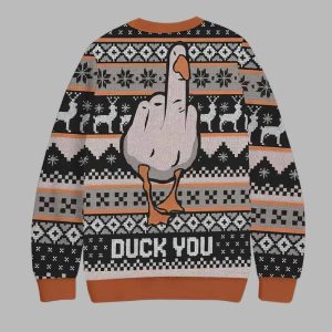 Duck You Middle Finger Ugly Christmas Sweater