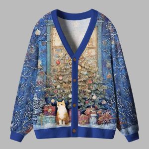 Meowy Christmas Wonderland Ugly Cardigan Sweater 2