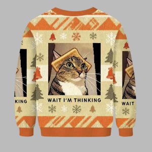 Wait I’m Thinking Cat Toast Funny Ugly Christmas Sweater 2 Wait I’m Thinking Cat Toast Funny Ugly Christmas Sweater
