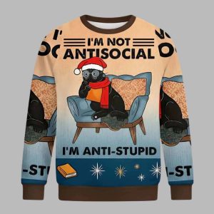 I’m Not Antisocial Cat Ugly Christmas Sweater