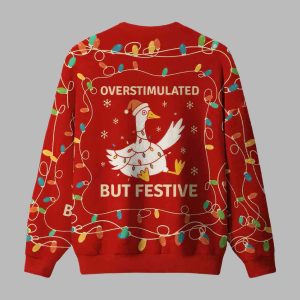 Overstimulated But Festive Ugly Christmas Sweater