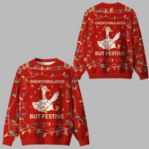 Overstimulated But Festive Ugly Christmas Sweater