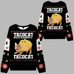 Tacocat Spelled Backwards Is Tacocat Ugly Christmas Sweater