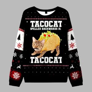 Tacocat Spelled Backwards Is Tacocat Ugly Christmas Sweater