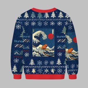 Capybara Surfing Ugly Christmas Sweater