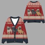 Bah Hum Pug Dog Lovers Ugly Cardigan Sweater