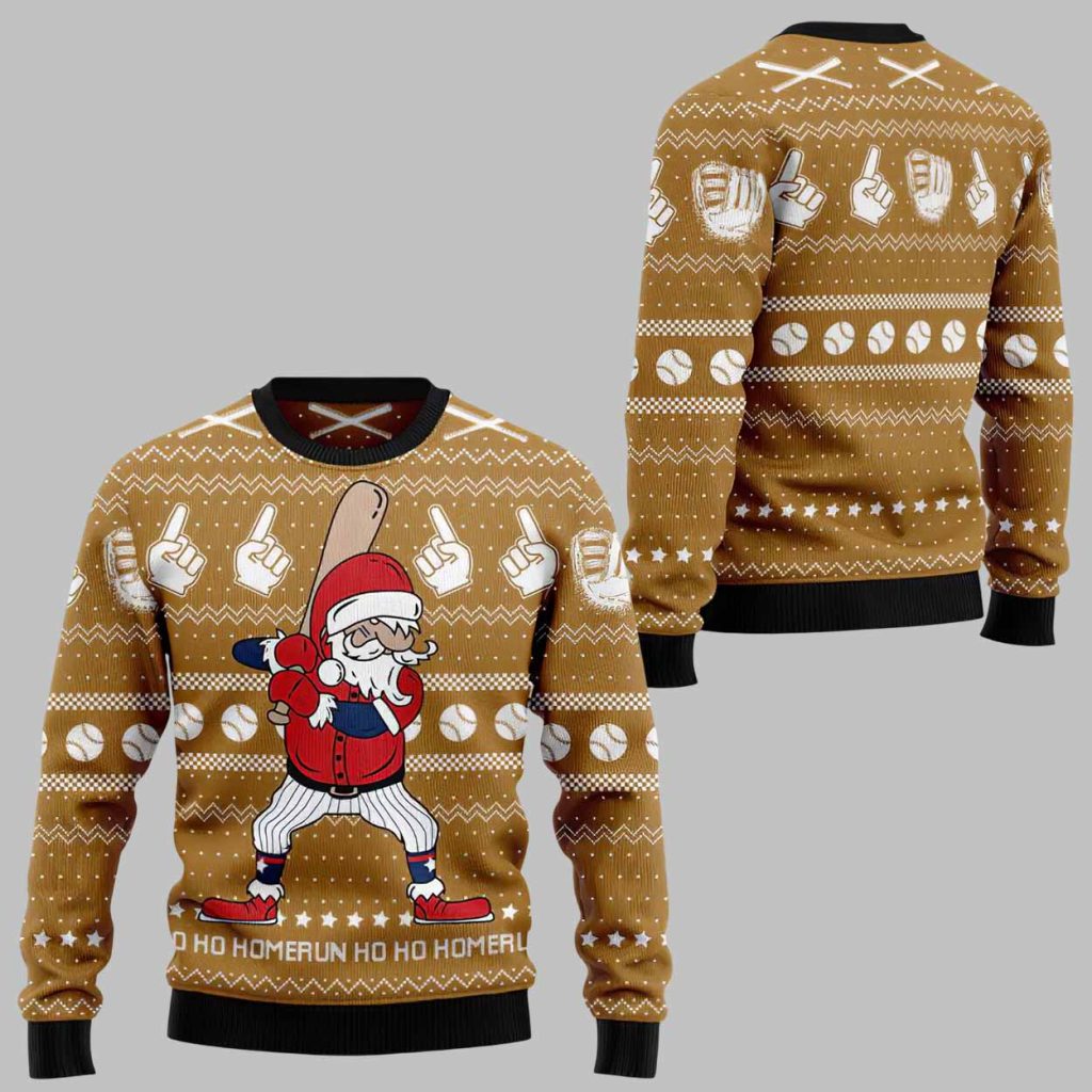 Baseball Ho Ho Homerun Ugly Christmas Sweater Baseball Ho Ho Homerun Ugly Christmas Sweater