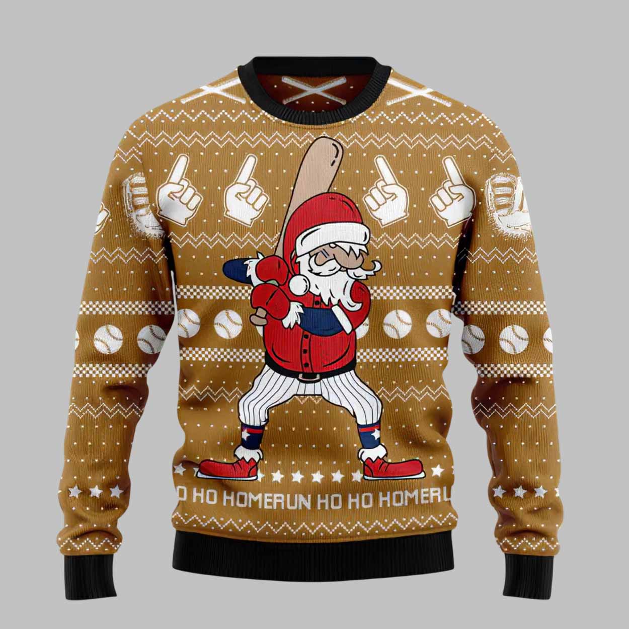 Baseball Ho Ho Homerun Ugly Christmas Sweater Baseball Ho Ho Homerun Ugly Christmas Sweater