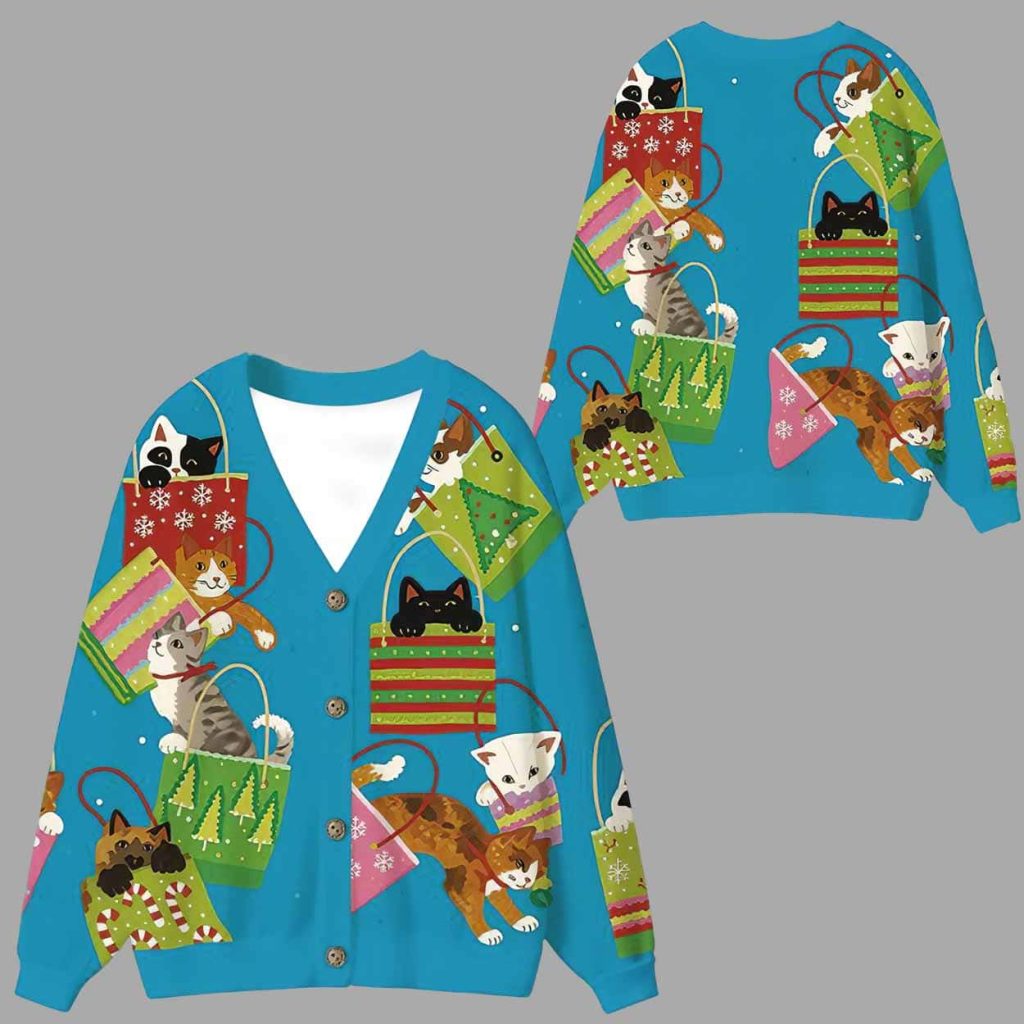 Cats In Bag Ugly Cardigan Sweater 1 Cats In Bag Ugly Cardigan Sweater 1