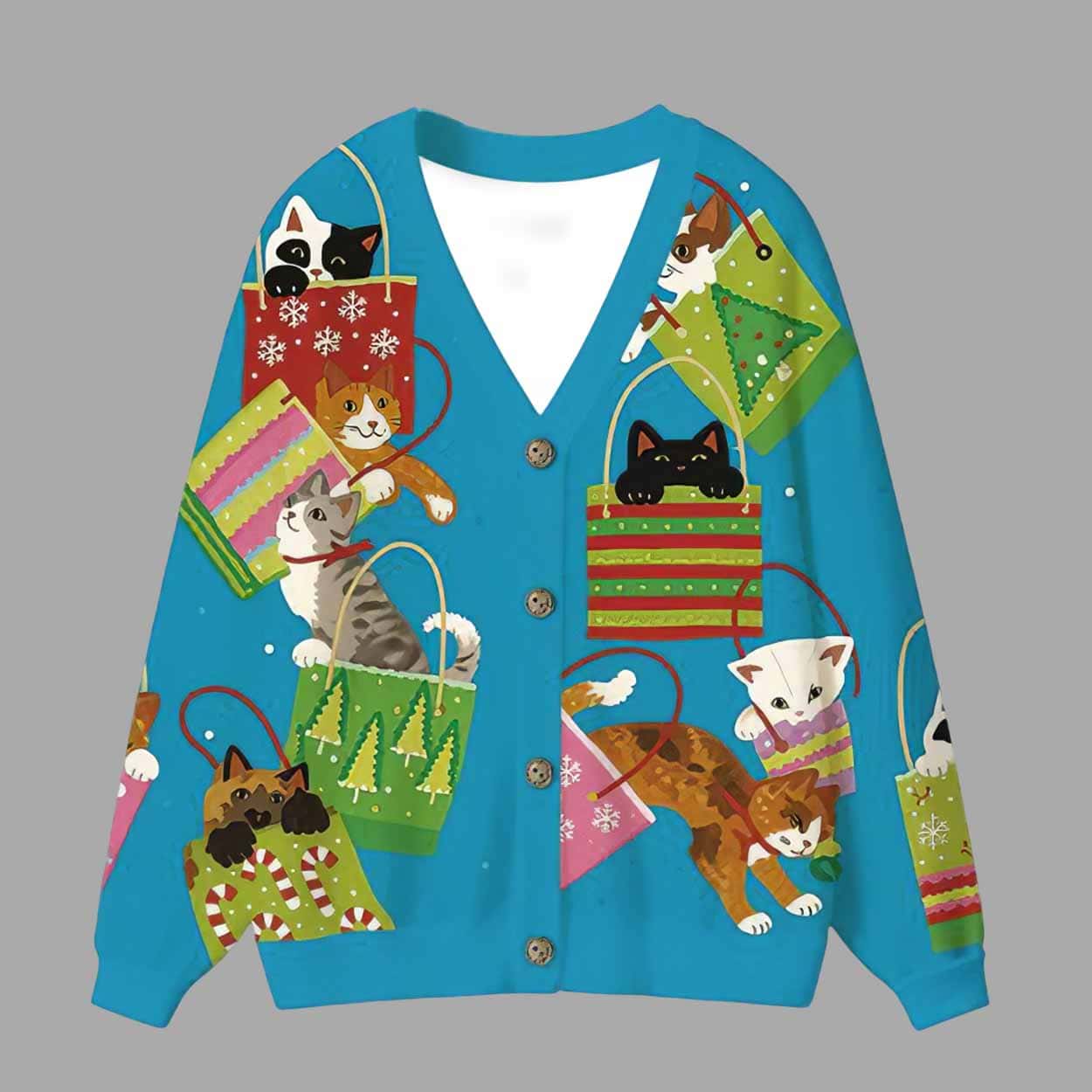 Cats In Bag Ugly Cardigan Sweater Cats In Bag Ugly Cardigan Sweater