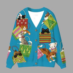 Cats In Bag Ugly Cardigan Sweater 1 Cats In Bag Ugly Cardigan Sweater 2