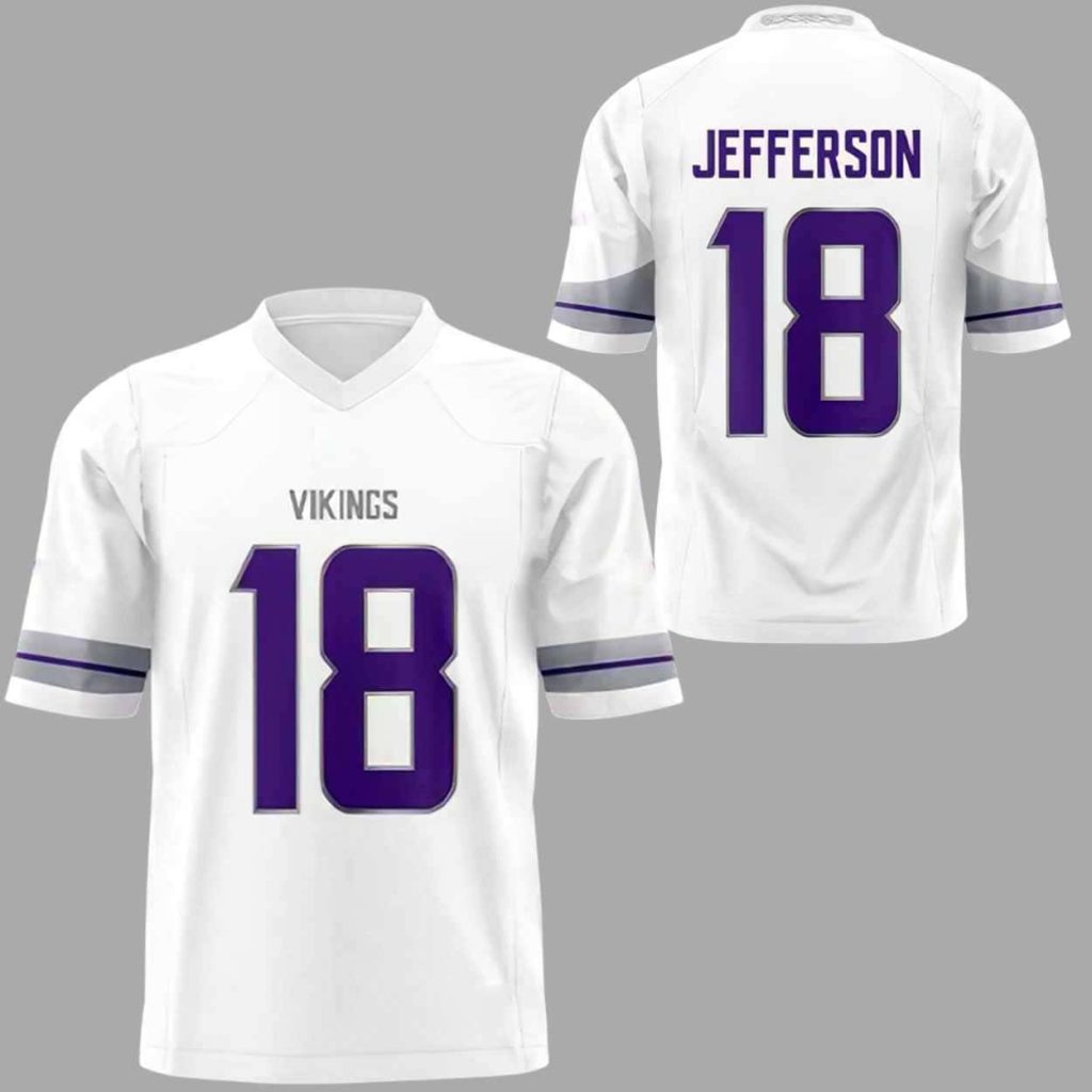 Justin Jefferson 18 Vikings Winter Whiteout Football Jersey 1