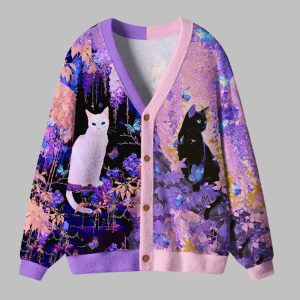 Cat Butterfly Dreams Ugly Cardigan Sweater 2
