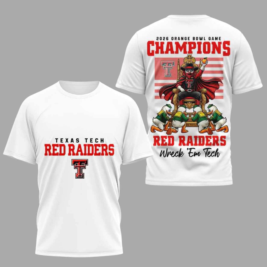 Red Raiders 2026 Orange Bowl Game Champions Wreck Em Tech Shirt 1